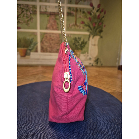 Mary Frances: beaded love birds Cross Body/gold chainstrap. (#1049) sz.7"×7"×3" - Picture 3 of 12